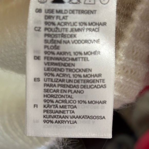 H&M Women’s Mohair Blend Cable Knit Sweater Fisherman Cream Coastal Pullover S - Picture 8 of 8
